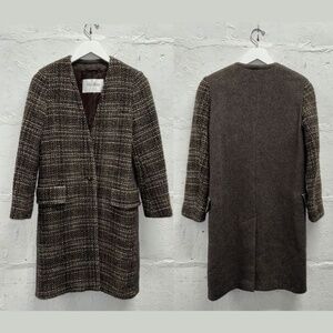MAX MARA Mix Brown Wool Alpaca Multi Pattern Panel Coat size 2
